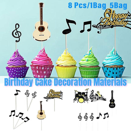 Music Notes Violin Cake Decoration Materials Birthday Cake Topper Inserts