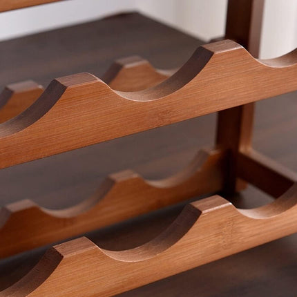 Bamboo Wooden Wine Rack 9 or 12 Bottle Organizer Storage Display Stand Home Decor