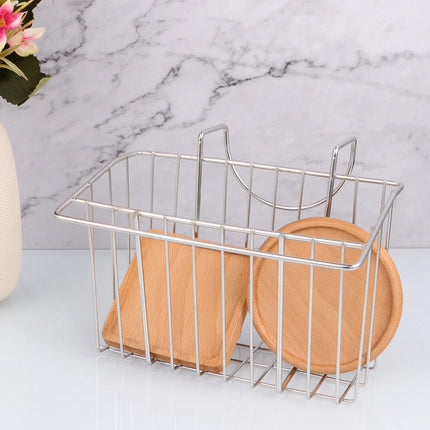 Stainless Steel Kitchen Sponge Holder Soap Brush Sink Caddy Drainer Rack Storage