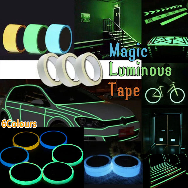 2cm x 3m Glow in the Dark Fluorescent Tape Self-Adhesive Strip for Marking and Decor