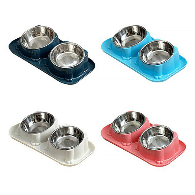 Cat Dog Food Bowl Double Slanted Mouth Feeding Water Dish Raised Pet Bowl Stand