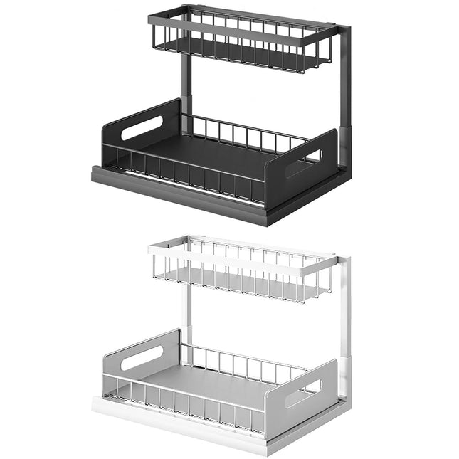 Under Sink Storage Rack Kitchen Cabinet Organizer Adjustable Shelving Unit Home