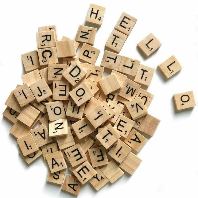 20X A-Z Letters Alphabet Wooden Scrabble Tiles Black Letters &Numbers For Crafts - Aimall