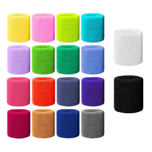 Sport Cotton Wristband Wrist Band Sweatband Sweat Training Tennis Gym Yoga - Aimall