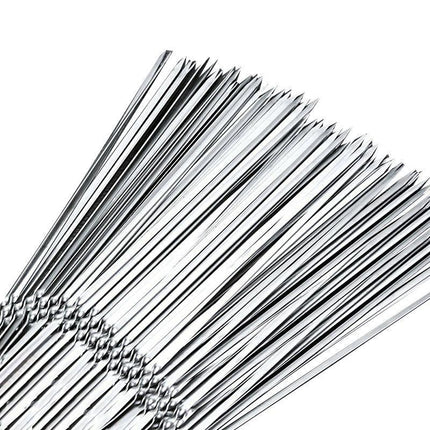 Stainless Steel Barbecue Metal Skewers Flat Needle Bbq Tools Kebab Stick 30Cm Au - Aimall