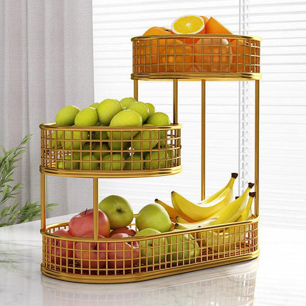 Luxury Multi-Layer Fruit Basket Snack Storage Rack Living Room Coffee Table