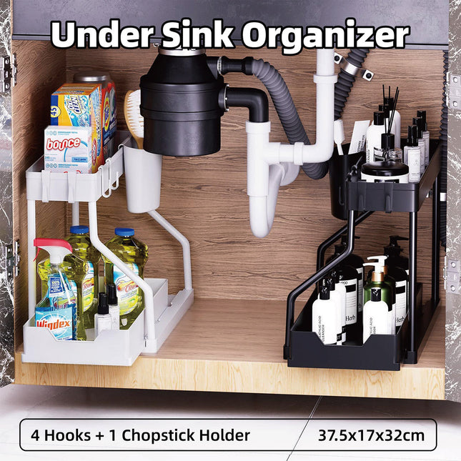 Under Sink Storage Rack Double Layer Organizer Shelf Kitchen Bathroom Cabinet