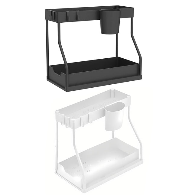 Under Sink Storage Rack Double Layer Organizer Shelf Kitchen Bathroom Cabinet