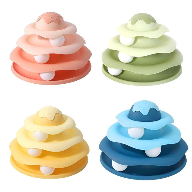 Funny Cat Toy Pet Toys Plastic Tower Interactive Track Ball Playing Game 3 Level