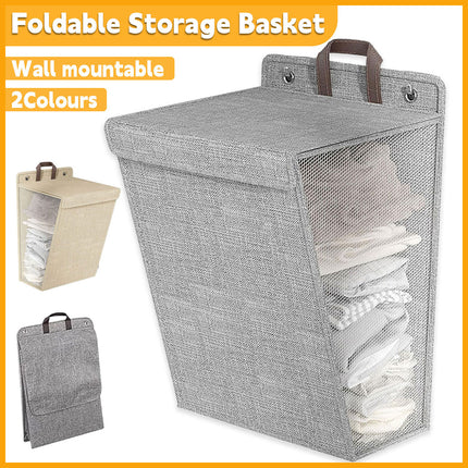 Foldable Laundry Basket Wall Mounted Clothes Storage Basket Household Organizer