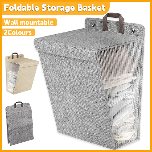 Foldable Laundry Basket Wall Mounted Clothes Storage Basket Household Organizer