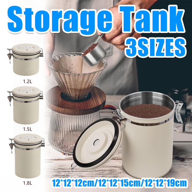 3 Sizes Stainless Steel Coffee Bean Powder Storage Jar Sealed Canister with Valve