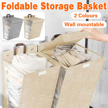 Foldable Laundry Basket Wall Mounted Clothes Storage Basket Household Organizer