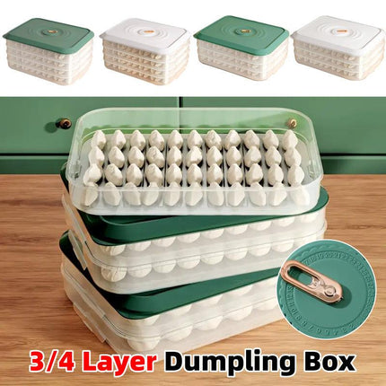 3/4 Layer Large Capacity Dumpling Box Sealed Fresh Wonton Storage Container