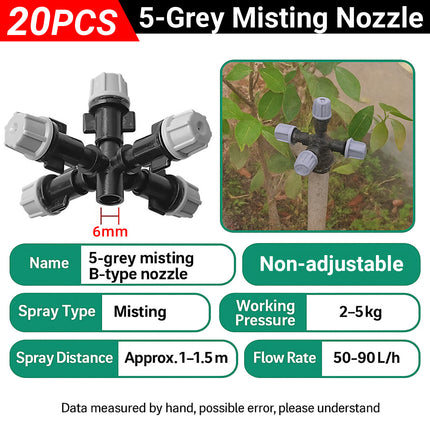 20PCS Anti-Drip Misting Nozzle Water Spray Drip Hanging Atomizing Nozzle Fog Cross