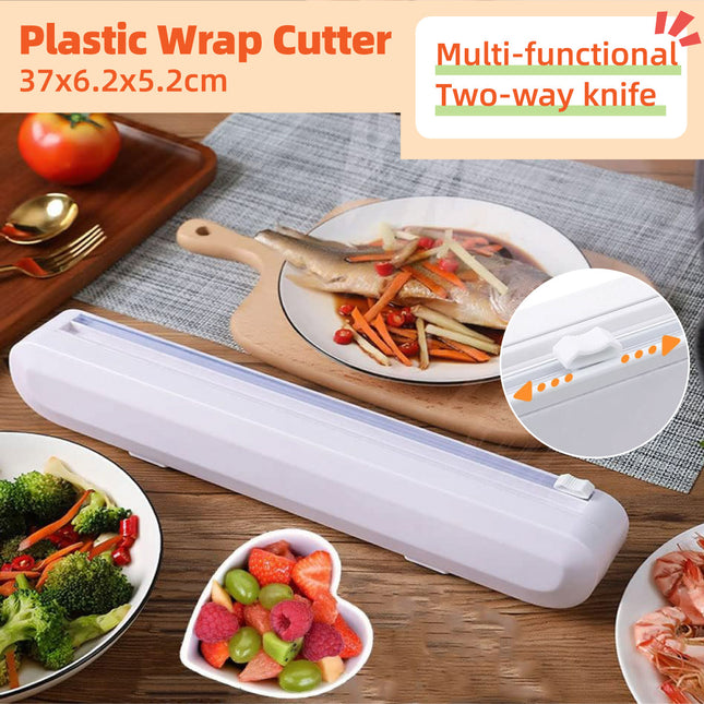 Plastic Wrap Cutter Kitchen Tool Storage Cutting Box Divider Household Organizer