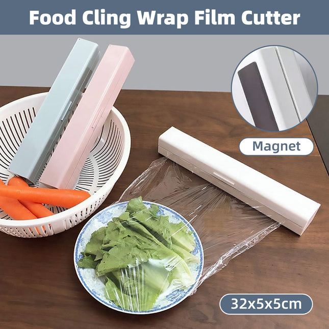 Plastic Food Wrap Dispenser Cutter Foil Cling Film Storage Holder Box Kitchen