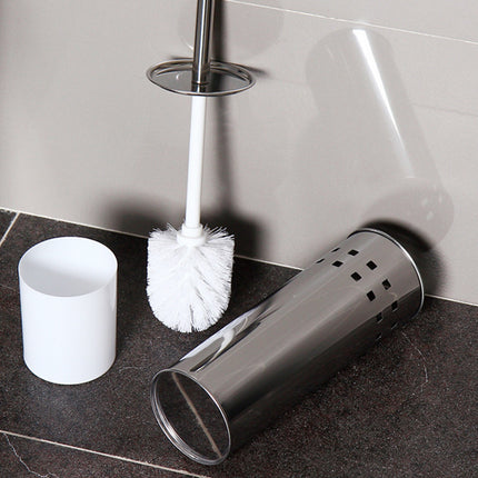 2PCS Toilet Brush Set Stainless Steel Long Handle Soft Bristles Bathroom Cleaner