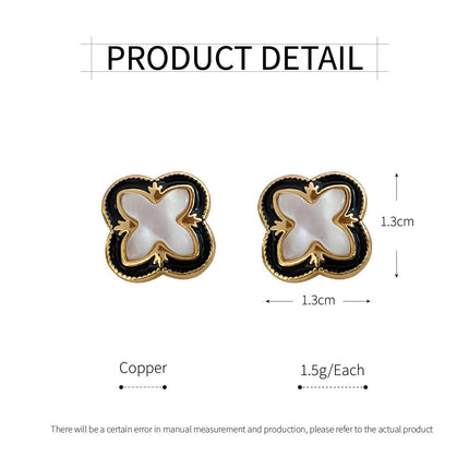 Four-leaf Clover Black Dropping Lace Shell Earrings Atmospheric Simple Light Luxury Fashion Earrings