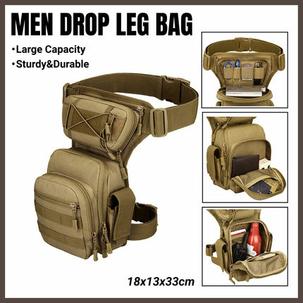 Men Drop Leg Bag Tactical Thigh Waist Fanny Pack Hiking Cycling Outdoor Use
