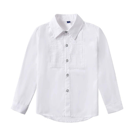 Classic White Long Sleeve Cotton Shirt Unisex for Boys and Girls 3–10Y
