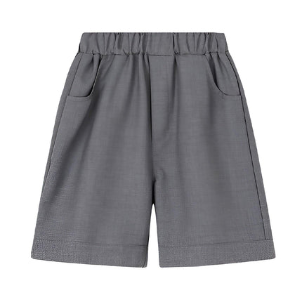 Grey Kids Boys Summer Shorts Casual Sport Elastic Waist Pants Breathable Cotton - Aimall