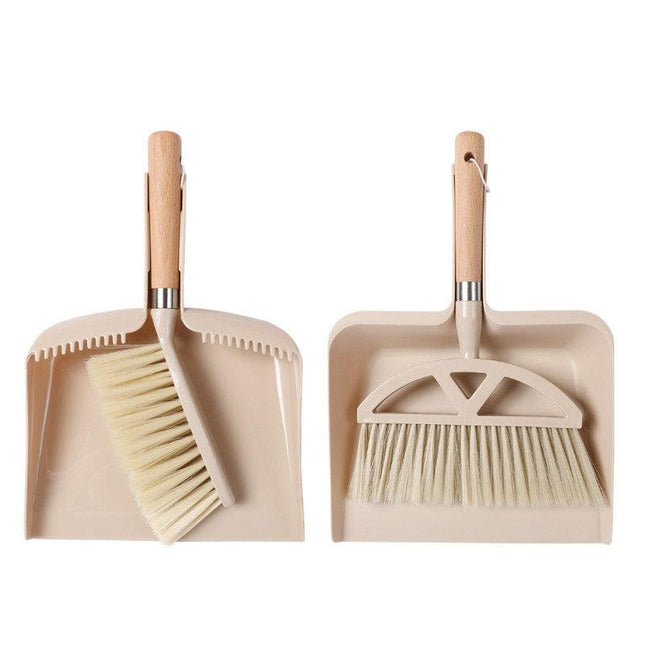 Wooden Handle Mini Brush and Dustpan Set for Desktop Cleanup Small Sweeper Set