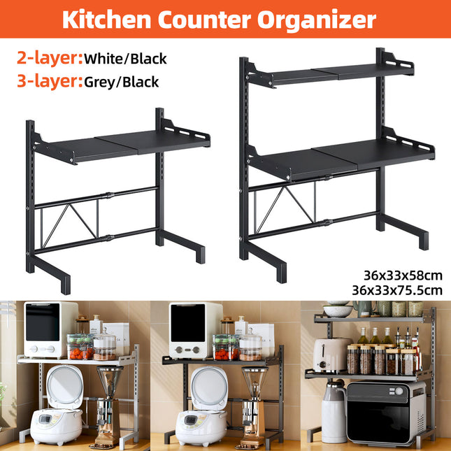 2/3Tier Microwave Oven Stand Rack Shelf Condiment Kitchen Holder Cabinet Storage