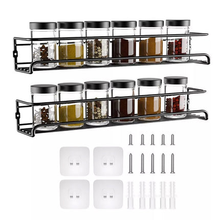 Kitchen Spice Rack Wall Mounted Inside Cupboard Adhesive Spice Organiser 2/4pcs