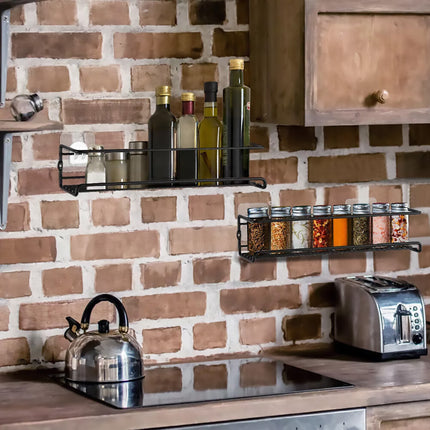 Kitchen Spice Rack Wall Mounted Inside Cupboard Adhesive Spice Organiser 2/4pcs