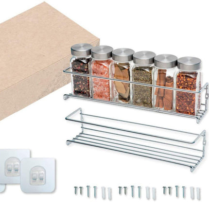 Kitchen Spice Rack Wall Mounted Inside Cupboard Adhesive Spice Organiser 2/4pcs
