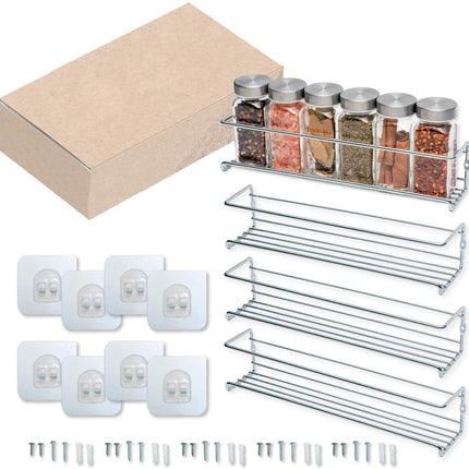 Kitchen Spice Rack Wall Mounted Inside Cupboard Adhesive Spice Organiser 2/4pcs