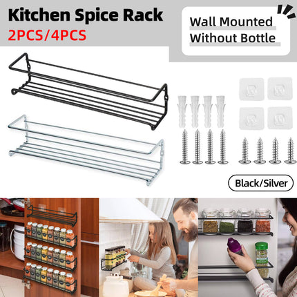 Kitchen Spice Rack Wall Mounted Inside Cupboard Adhesive Spice Organiser 2/4pcs