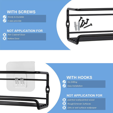 Kitchen Spice Rack Wall Mounted Inside Cupboard Adhesive Spice Organiser 2/4pcs