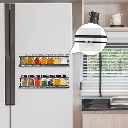 Kitchen Spice Rack Wall Mounted Inside Cupboard Adhesive Spice Organiser 2/4pcs