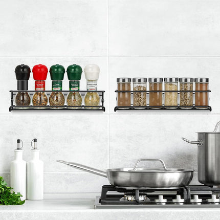 Kitchen Spice Rack Wall Mounted Inside Cupboard Adhesive Spice Organiser 2/4pcs
