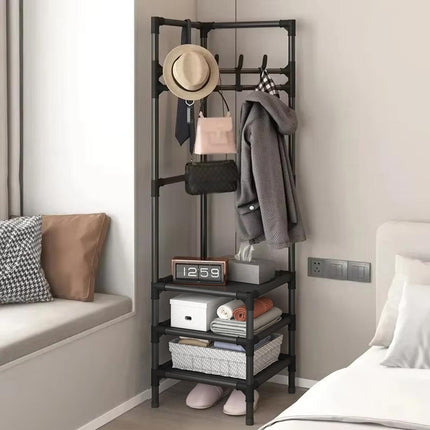 Corner Coat Clothes Stand Rack Hat Shoes Racks Thicken Hanger Shelf Organizer