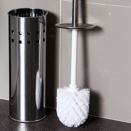 2PCS Toilet Brush Set Stainless Steel Long Handle Soft Bristles Bathroom Cleaner