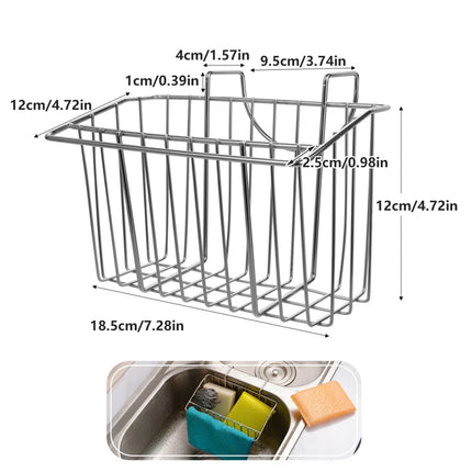 Stainless Steel Kitchen Sponge Holder Soap Brush Sink Caddy Drainer Rack Storage