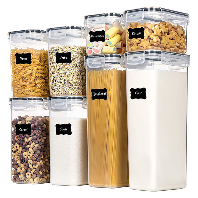 8PCS Airtight Food Storage Containers Kitchen Dry Food Pantry Organization Set