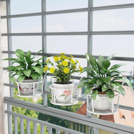 Iron Balcony Flower Rack Hanging Pot Hanger Railings Planter Rack Outdoor Garden