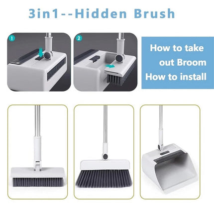 3 in1 Broom Set for Winnowing Brushing Handheld Cleaning Tool Home Kitchen Floor
