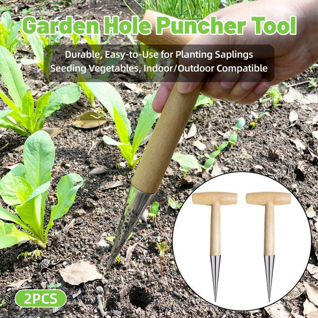 2pcs Gardening Hole Punch T Shape Fertilizer Seeder Vegetable Planting Tool
