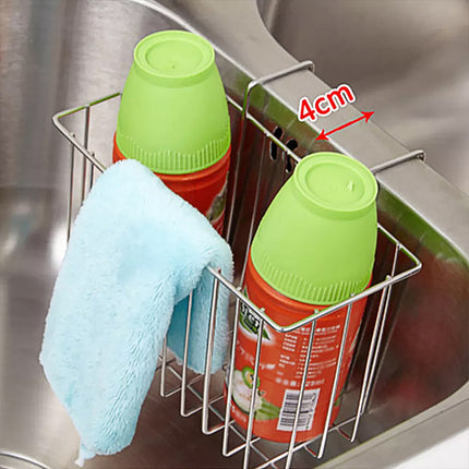 Stainless Steel Kitchen Sponge Holder Soap Brush Sink Caddy Drainer Rack Storage