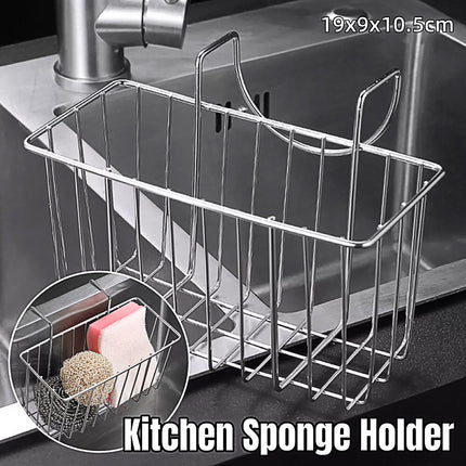 Stainless Steel Kitchen Sponge Holder Soap Brush Sink Caddy Drainer Rack Storage