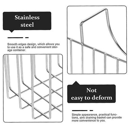 Stainless Steel Kitchen Sponge Holder Soap Brush Sink Caddy Drainer Rack Storage