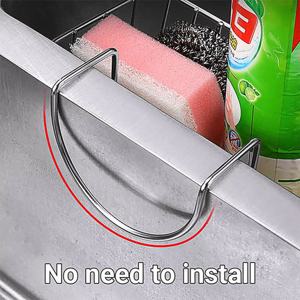 Stainless Steel Kitchen Sponge Holder Soap Brush Sink Caddy Drainer Rack Storage