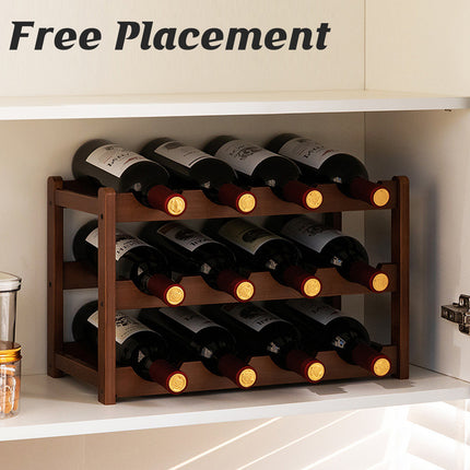Bamboo Wooden Wine Rack 9 or 12 Bottle Organizer Storage Display Stand Home Decor