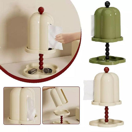 Double Shelf Paper Towel Box Dustproof Lid Vintage Tissue Holder for Kitchen