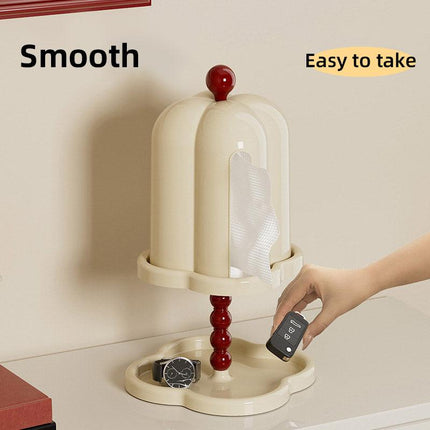 Double Shelf Paper Towel Box Dustproof Lid Vintage Tissue Holder for Kitchen